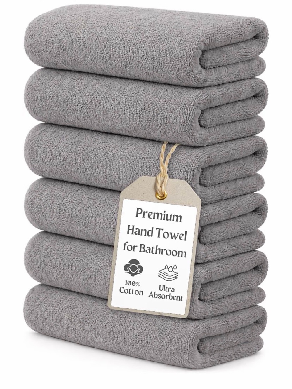 New Set of 6 Luxurious Hand Towels for Bathroom, 20* 30 inches, 100% Cotton